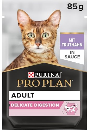 Pro Plan Adult Cat Delicate Nutri Savour Katzenfutter nass, mit Truthahn, 26er Pack (26 x 85 g)