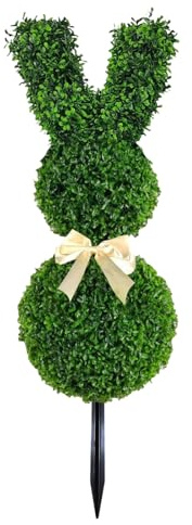 Kashyke Osterdeko Outdoor Groß Künstlich Buchsbaum Hase Gartenstecker Modern Ostern Frühling Deko für Draußen Garten Hasen Deko Osterhase Frühlingdeko Osterdekoration (#03)