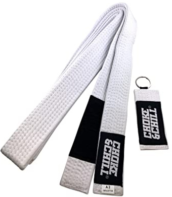 Choke&Chill BJJ Brazilian Jiu-Jitsu Belt Gürtel mit Schlüsselanhänger Erwachsene Kinder Luta Livre (Weiß, M3)