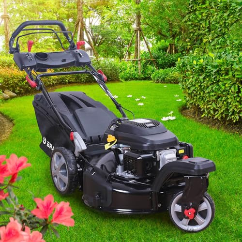 BRAST Benzin Rasenmäher Trike mit Antrieb | 5,2kW(7PS) | 53cm Schnittbreite | viele Modelle | TÜV | 4 Takt OHV Motor | 30-80mm Schnitthöhe | 60L Fangkorb | Stahlgehäuse | Trike