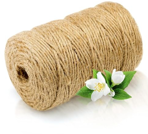 Abio Jute-Schnur 50m 2-3mm Jutegarn 50m Schnur reissfest 100% Natur Jute Kordel Deko Paketschnur Naturfaser Dekoration Verpackung Bindegarn Hanfschnur Spagat Hanfband Juteband