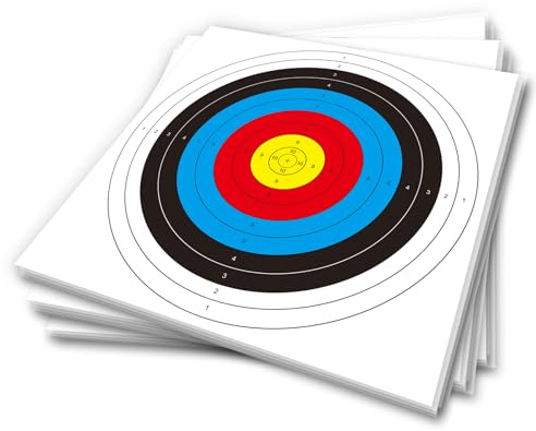 20 Stück Bullseye Bogenschießen Zielscheiben, Bogenschießen Standard Ziele Papier 10 Ringe Bogenschießen Ziel Gesicht für Jagdschießen Training Praxis(62x62cm)