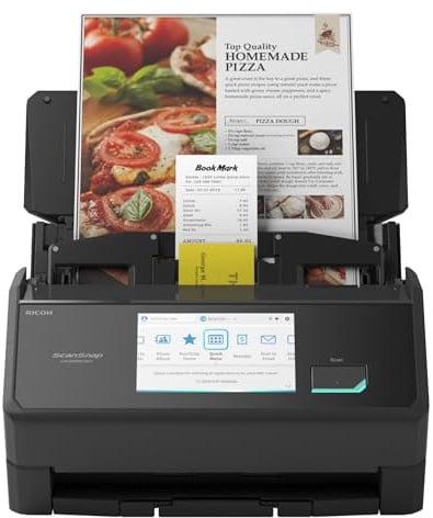ScanSnap iX2500 Schwarz Dokumentenscanner – Ultraschneller Duplex-Scanner mit 45 S./Min., 100-Blatt-ADF, 600 DPI, 5″ Touchscreen, WLAN/Bluetooth/USB-Konnektivität