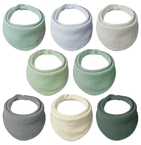 lulumoon Lätzchen Baby Absorbierende Dreieckstuch: 4-lagiges Verdicken Musselin Halstuch baby - Großformatig Quadratisch Ersetzt Waschlappen Baby