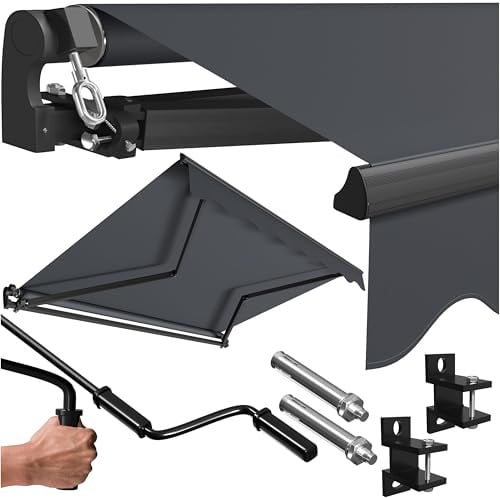 KESSER® Gelenkarmmarkise Markise Gelenkmarkise 250 x 200cm Terrassenmarkise Klemmmarkise Sonnenmarkise inkl. Wandhalterung Sonnenschutz Balkonmarkise wasserabweisend Alu/Polyester, Anthrazit