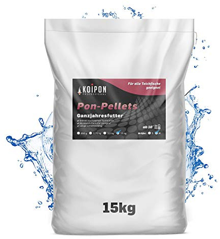 KOIPON Pon-Pellets Koifutter 15 kg 6 mm Ganzjahresfutter, schwimmend | Ganzjahresfutter, schwimmende Pellets für alle Teichfische – für japanische Koi & Goldfische geeignet