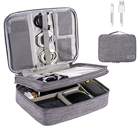 OrgaWise Kabeltasche Kabelorganizer Kabel Etui Elektronik Zubehör Organizer Tasche Universaltasche für Bag Accessories(3layer-Grau)