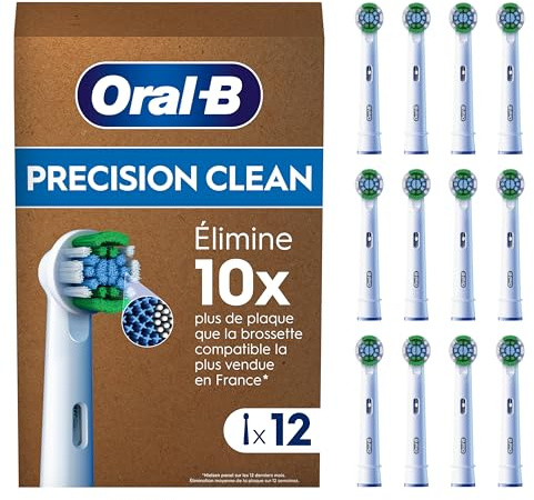 Oral-B Pro Precision Clean Aufsteckbürsten — ORIGINAL Zahnbürstenaufsatz für Elektrische Oral-B Pro Zahnbürsten — Ersatzbürsten, Bürstenköpfe — Weiß, 12 Stück