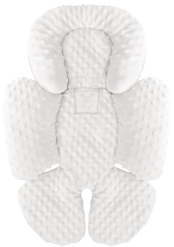 Blublu Park Baby Autositz-Kissen, Kopf- und Körperstütze für Neugeborene | 2-in-1 reversibles Babysitz-Kissen, weiche Kinderwagen-Einlage, für Autositze, Babywippen, Schaukeln, Weiß