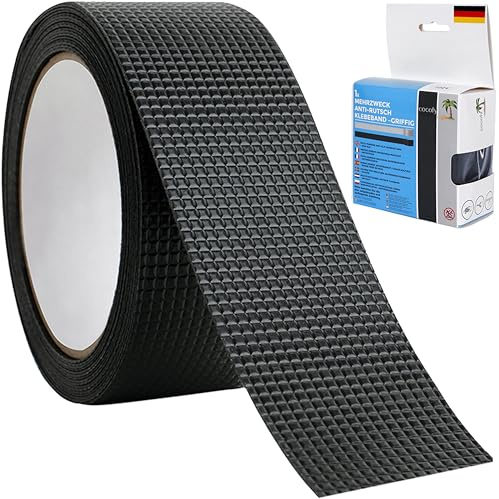 cocofy Mehrzweck Anti-Rutsch Grip Klebeband aus Gummi, schwarz, 5x301 cm | Gummistreifen selbstklebend 5x301 cm, nicht abrasiv, 0,7 mm – zuschneidbar für Möbel, Werkzeuge, Maus und glatte Flächen