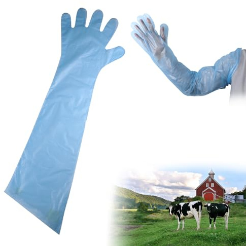 Bavooty Langarm Veterinär Handschuh,Veterinär-Handschuhe, Dehnbare Einweghandschuhe, zur Viehbesamung, Einweg Weichplastikfolie, Extra Lange Stulpe,90 cm (30, Blau)