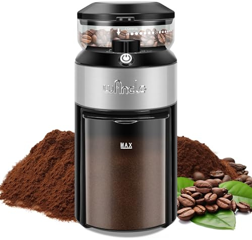 Wancle Kaffeemühle mit 28 Mahlgrad-Einstellungen, präzises Mahlen für 2-12 Tassen, leicht zu reinigen, kompakt und platzsparend, 220V