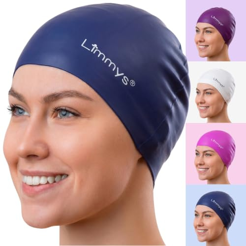 Limmys Silikon Badekappe für Erwachsene – rutschfest, Ohne Druck, Stretch | 100 % latexfreies Silikon - Sicherer Ohrverschluss - Einfach an & aus - Chlorbeständig & langlebig