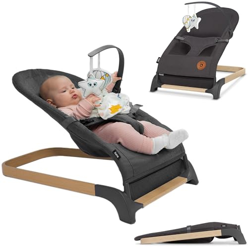LIONELO June Babywippe, ab den ersten Lebenstagen bis zu 9kg | atmungsaktives Material, optimale Luftzirkulation, leicht, stabil, rutschfest, Sicherheitsgurte, zusammenklappbare Babywippe