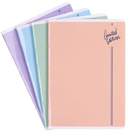 gimboo Schulheft/Format A5 60/60 Blatt Kariert/Mixed 4er Packung - 4 Stück/Packung Motive Sortiert/für Kinder zur Einschulung für Grundschüler/mit Rand/Weiße Karten/Blau Kariert