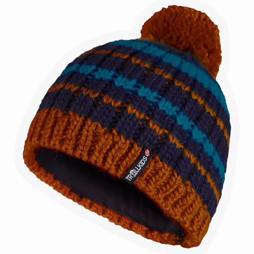 Trollkids Kinder Hafjell Bommelmütze, Nachtblau/Dunkelblau/Zimt, Größe 6-12 Years;52-56cm