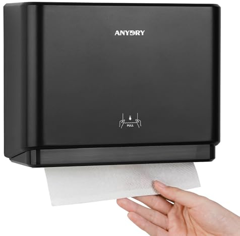 anydry 5101 Spender Hygienisch ABS Papierhandtuchspender Kommerziell für Falthandtücher An der Wand Montiert Schwarz