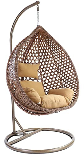 Luxus Hängesessel Style XXL Korb Gestell Braun mit Relaxkissen Braun
