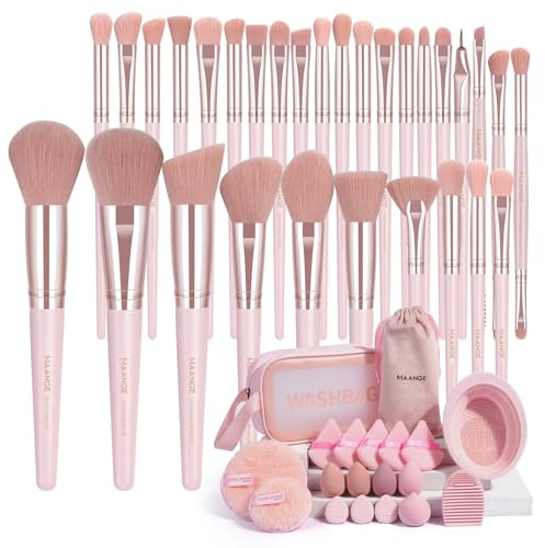MAANGE Pinselset Makeup 49 Stück Make up Pinsel Set Professionelle Schminkpinsel für Foundation Lidschatten Konturen, Puder und Concealer