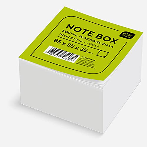 Interdruk Zettelklotz - Notizklotz - Ersatzpapier für Zettelbox - 85 x 85 x 35 mm - Circa 350 Lose Blätter - Weiß