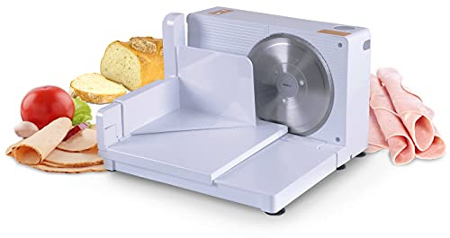 SuperHandy Allesschneider 17cm Zoll-professionell bewegliche & zusammenklappbarer Elektro AC 230 V 50 Hz 120 Watt für: Fleisch- und Wurstwaren, Feinkost & Käse mit Einer Edelstahl-RSG Solingen Klingen