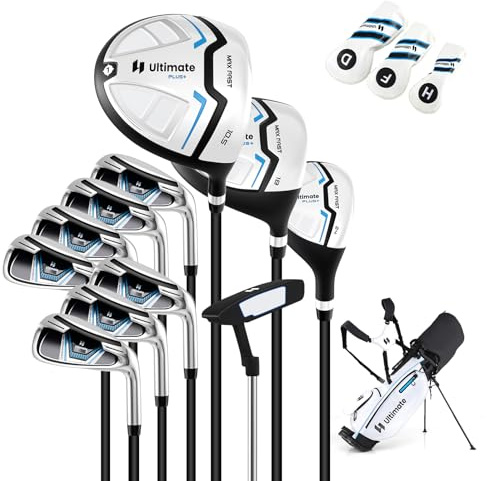 COSTWAY komplettes Herren Golfschläger Set, 9/11/15 teilige Golfschlägersätze rechtshändig mit Golftasche & Regenhaube, Golfset mit Driver & Fairway & Hybrid & Eisen & Putter