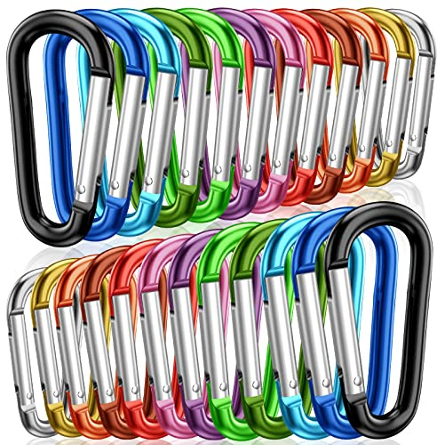STURME 24 Stück Karabiner klein Mini Karabinerhaken Aluminium Feder Link Schlüsselkette Langlebig Verbessert für Camping, Angeln, Wandern oder Reisen 51mm
