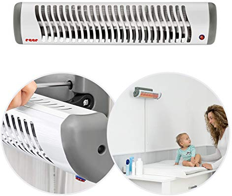 reer EasyHeat Wickeltisch-Wärmestrahler | Wand-Heizstrahler für den Wickeltisch | Wärmelampe fürs Baby | Baby Erstausstattung | 230V/500W | Weiß