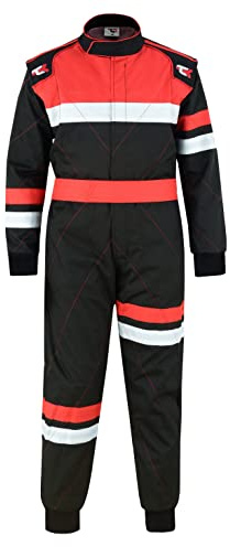TK Kinder-Kart-Anzug, einteilig, Motocross-Rennbekleidung, schwarz/rot, 34
