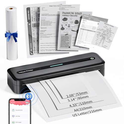 COLORWING M832 Thermodrucker für A4 Thermopapier, Bluetooth Mobiler Drucker, Drucker Klein Kompakt für iPhone und Android, Portable Printer