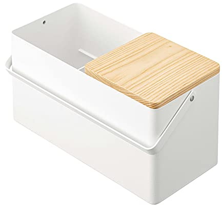 YAMAZAKI 5453 TOWER Makeup Box, white, Steel/Wood/Mirror/ABS Resin, 31 x 15 x 15.7 cm