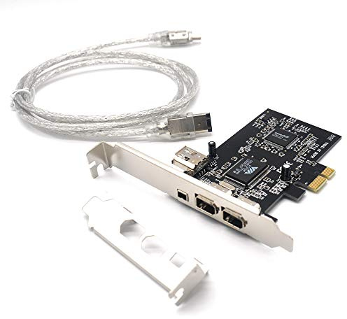 Pardarsey PCIe 3 Ports 1394A Firewire Erweiterungskarte, PCI Express (1x) auf Externe IEEE 1394 Adapter Controller (2 x 6 Pin + 1 x 4 Pin) mit Low-Profile-Halterung für Desktop-PC und DV-Anschluss