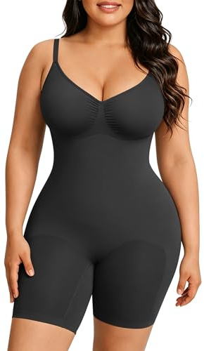 FeelinGirl Shapewear Damen Body Shaper Bauchweg Sculpting Nahtloser Atmungsaktiver Bodysuit mit Verstellbarem Schultergurt Überbrust V-Ausschnitt