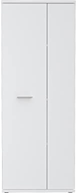 FORTE NET106 Schrank 70 180, Mehrzweckschrank Weiß, Staubsaugerschrank, Abstellraum, Drehtürenschrank, 2-türig mit Einlegeböden, 69 cm breit x 179 cm hoch x 35 cm tief