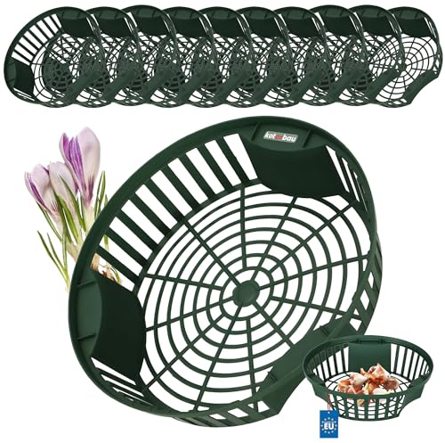 KOTARBAU® 10er Set Pflanzschale - Blumenzwiebeln Pflanzkorb - Korb zum Pflanzen von Tulpenzwiebeln – ⌀ 265 mm – Korb zum Anbau von Zwiebelgewächsen – für Tulpen