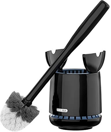 MR.SIGA Toilettenbürste mit Halter, Premium-Qualität, mit stabilem Griff und strapazierfähigen Borsten für die Badreinigung, Schwarz, 1er-Pack