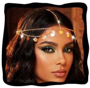 Fashband Kopfkette mit Pailletten, Quaste, Haarkette, goldene Kopfbedeckung, Haarschmuck für Frauen