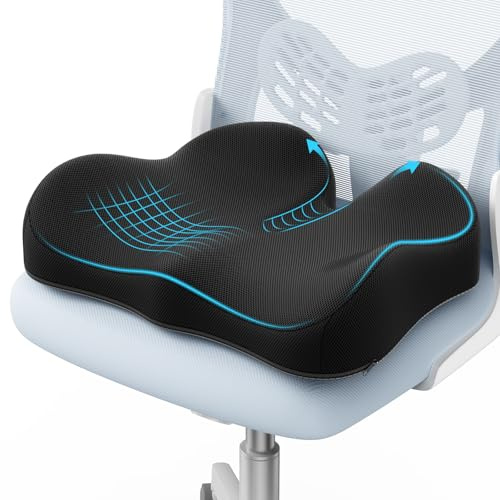 Memory Foam Sitzkissen,Komfortkissen für Bürostuhl,Zuhause,Büro und Auto | Ergonomisches Sitzkissen Autositzkissen zum Fahren, rutschfeste Basis,Schwarz