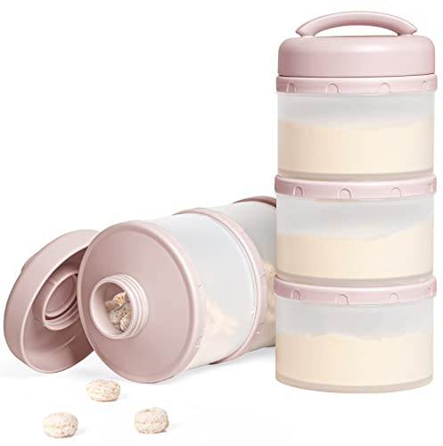 Termichy Milchpulver Portionierer Baby Stapelbar Milchpulver Aufbewahrungsbox 2 Stück (Hellrosa)