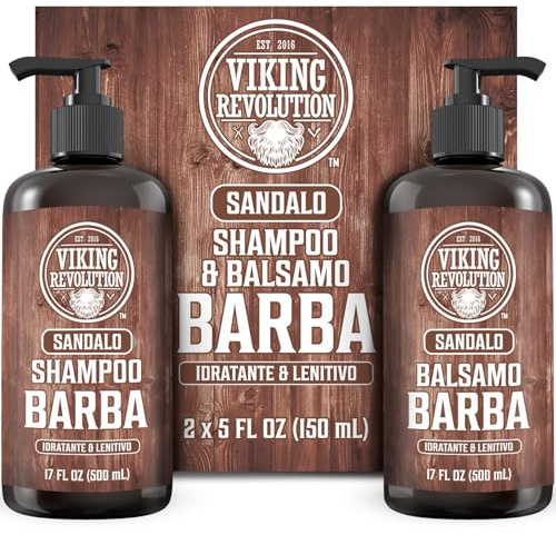 Viking Revolution - Bartshampoo & Conditioner Set - Erweicht, Glättet & Stärkt den Bartwuchs - Bartshampoo Für Männer - Sandelholzduft - Geschenke Für Männer - 2 x 500 ml