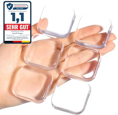 INNOMING Türgriff-Wandschutz, 6 transparente selbstklebende Puffer | 4 cm breit und 1 cm dick; dämpft Stöße und Geräusche auf Holz, Fliesen, Metall oder Glas