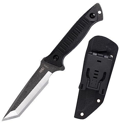 KHU Outdoor Messer Feststehende Klinge Survival Jagdmesser Bushcraft Camping Messer - 420HC Stahl, Nylon-Kunststoff Griff, Outdoor Jagd Camping Wandern - Kydex Scheide