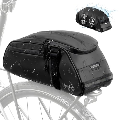 Eyein Fahrradtasche für Gepäckträger 8L - Mit Regenschutz - Wasserdicht & Reflektierend Fahrrad Gepäckträgertasche mit Mehreren Fächern als Umhängetasche, Handtasche und Fahrradtasche für Pendeln