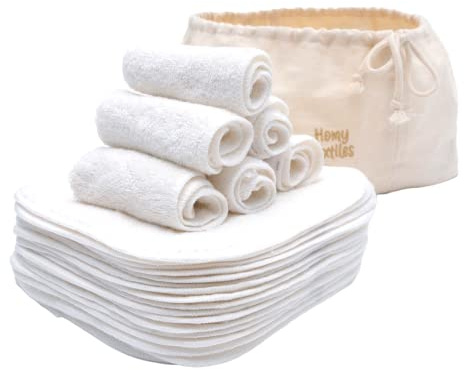 Homy Textiles 25er Set Bambus Babywaschlappen, Gesichtstuch, Wiederverwendbare Abschminktücher mit Starker Saugkraft, Waschbar, Nachhaltig, Ideal für Bad, und Körperpflege, mit Canvas-Tasche
