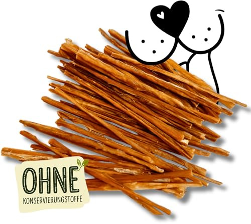 Naturbiss 100% naturliche Hundeleckerli - Kauspaghetti Rinderdarm Kausticks 150g - Barf Leckerli - Monoprotein, fettarm und proteinreich - ohne Zusätze, Seniore & Welpen - Trockenbarf für Hund