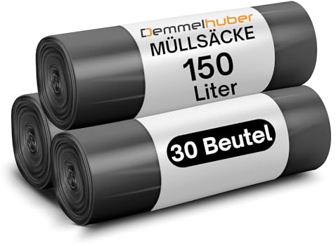 Müllsäcke 150 Liter extrastark & reißfest Müllbeutel Abfallbeutel, 3 Rollen | Müllsack Mülltüte Abfallsäcke für Haus, Garten, Industrie & Gastronomie von Demmelhuber