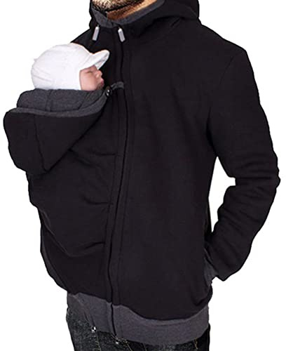 amropi Känguru Hoodie Babytrage Männer Pullover Winter Warme Babytrage Mantel