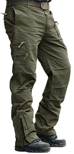 MAGCOMSEN Cargohose Herren Outdoorhose Militar Hose Herren Baumwolle mit 8 Taschen Wanderhose Leichte Jagdhose Army Grün, 34