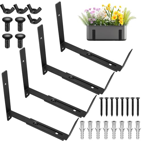 4 Stück Blumenkastenhalterung, Blumenkasten Halterung Balkonkasten Halterung, 15-30cm Verstellbarer Balkonkastenhalterung für Blumenkastenhalter Outdoor Blumenkästen Balkongeländer Geländerkästen
