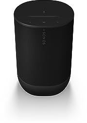 Sonos Move 2 | Tragbarer Speaker mit WLAN, Bluetooth, kompatibel mit Amazon Alexa, mindestens 24 Stunden Akkulaufzeit und kabelloser Ladestation - Schwarz
